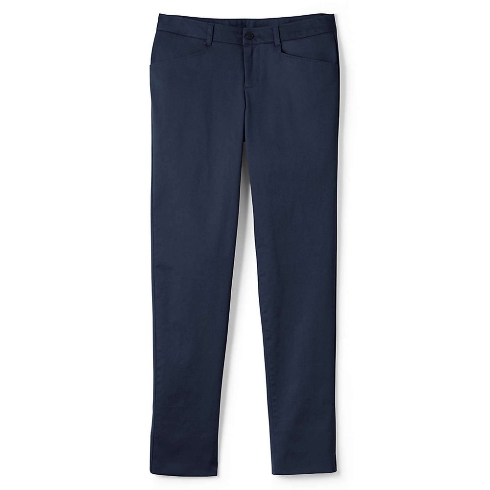 NWT LANDS' END UNIFORM STRETCH PENCIL PANTS CLASSIC NAVY 1X28 & 12